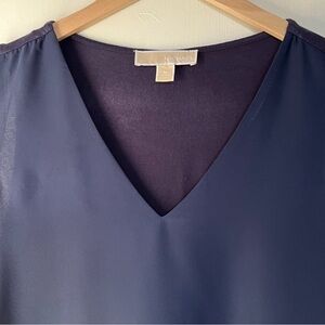 Michael Kors Navy Blue V-Neck Top